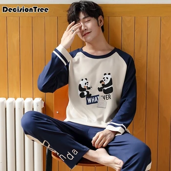 

2020 pajamas set for men sleepwear animal prints nightwear long sleeved nightie male plus pyjamas suit