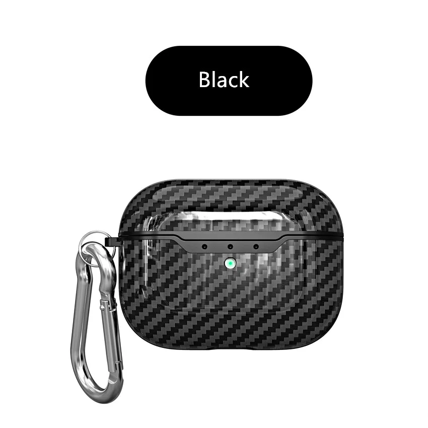 Для AirPods Pro Чехол из углеродного волокна Litchi противоударный чехол для Air Pods Pro чехол с брелком