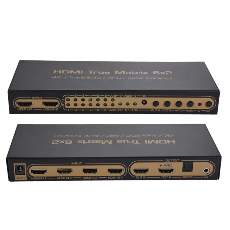 

Newly 6 in 2 Out HDMI Matrix Splitter Support HD 4K x 2K 3D Audio Video Converter with Remote Control 999