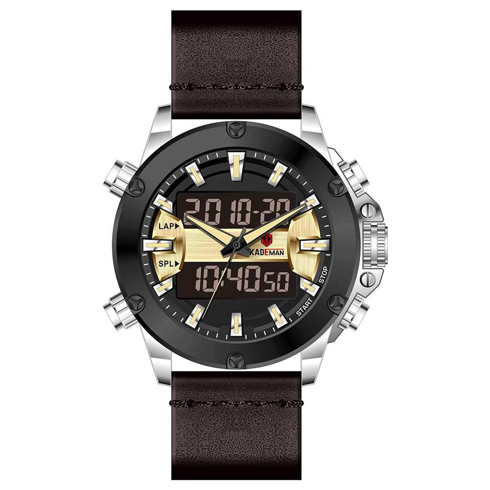 

KADEMAN NEW Relogio Masculino Sports Military Army Multi-function Large Dial Leathre Strap Men Watch Quartz Watch Reloj hombre