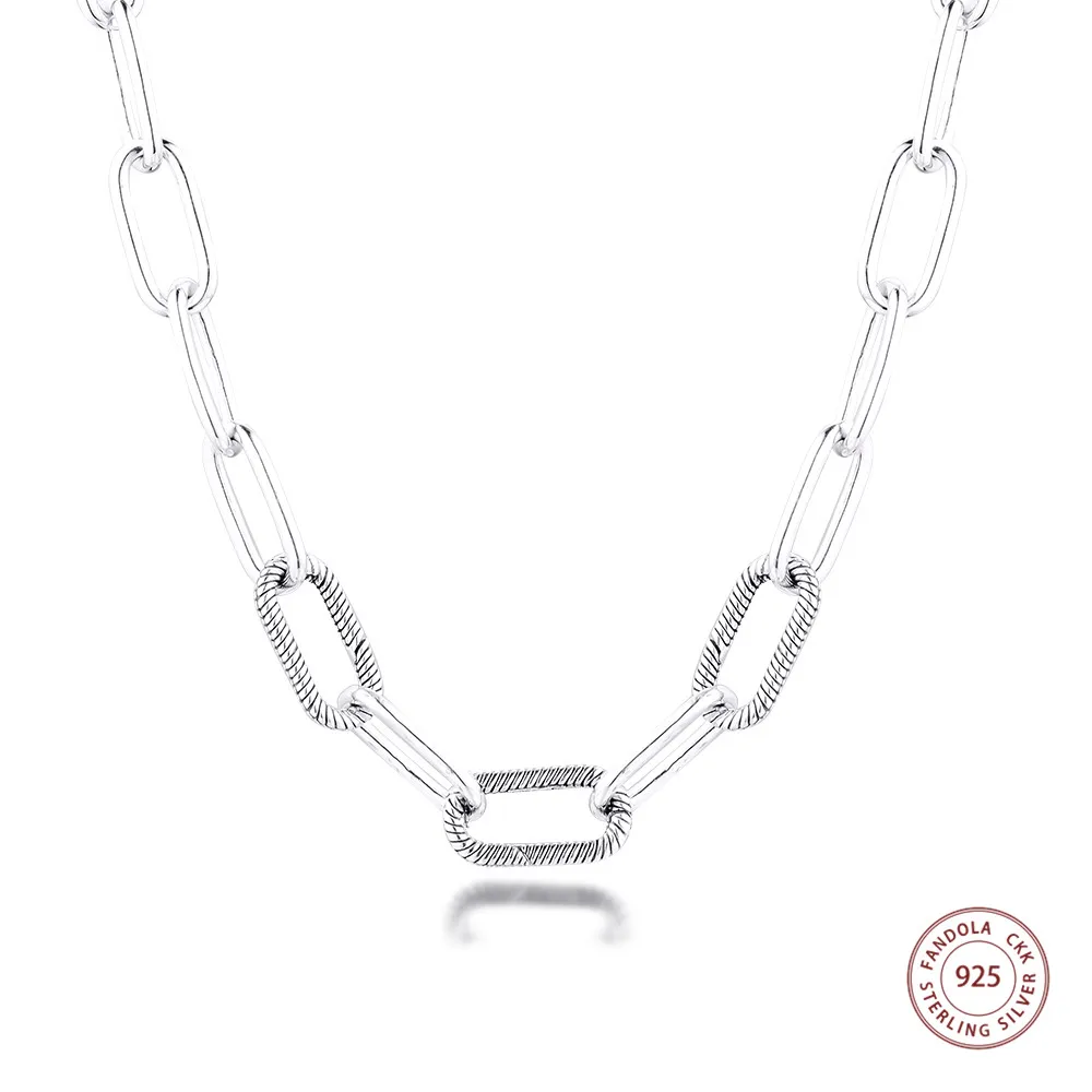 Genuine 925 Sterling Silver Pendant Necklace Chain Me Link Necklaces for Women Fine Jewellery collier femme 2020 New | Украшения и
