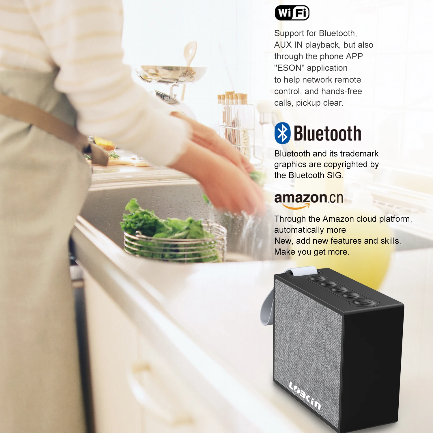 Lobkin Bluetooth портативный домашняя система Открытый IPX6 Водонепроницаемый Alexa умный AI