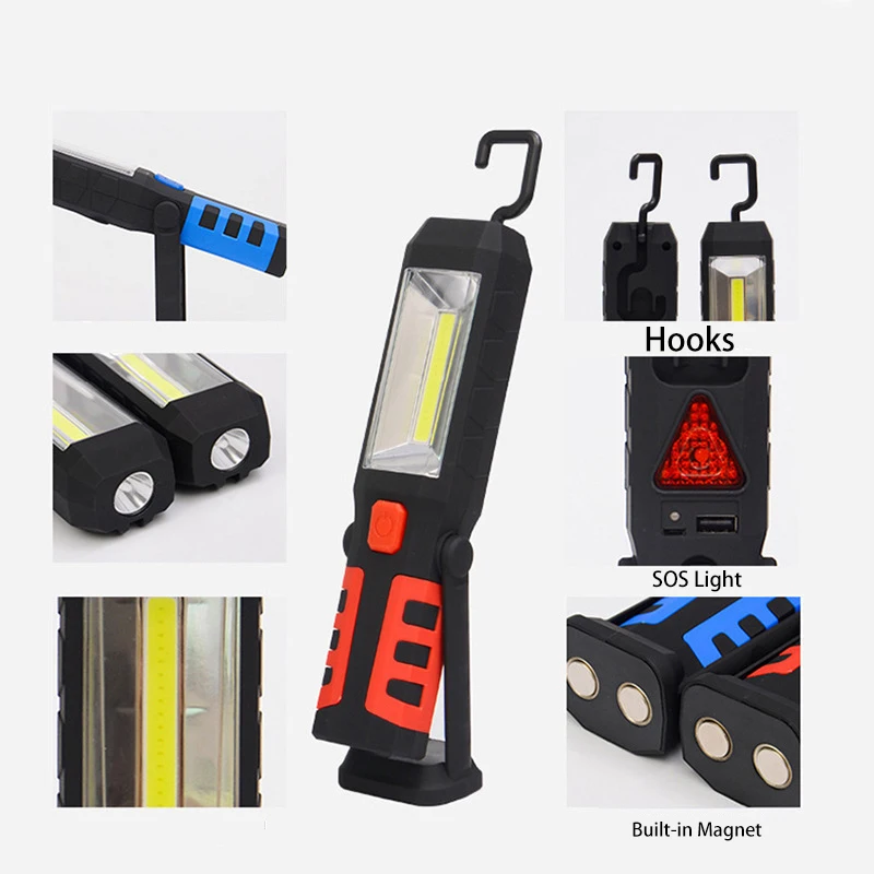 USB Charging Outdoor SOS LED Flashlight Work Light Magnetic+Mobile Power with Car Charger for Phone