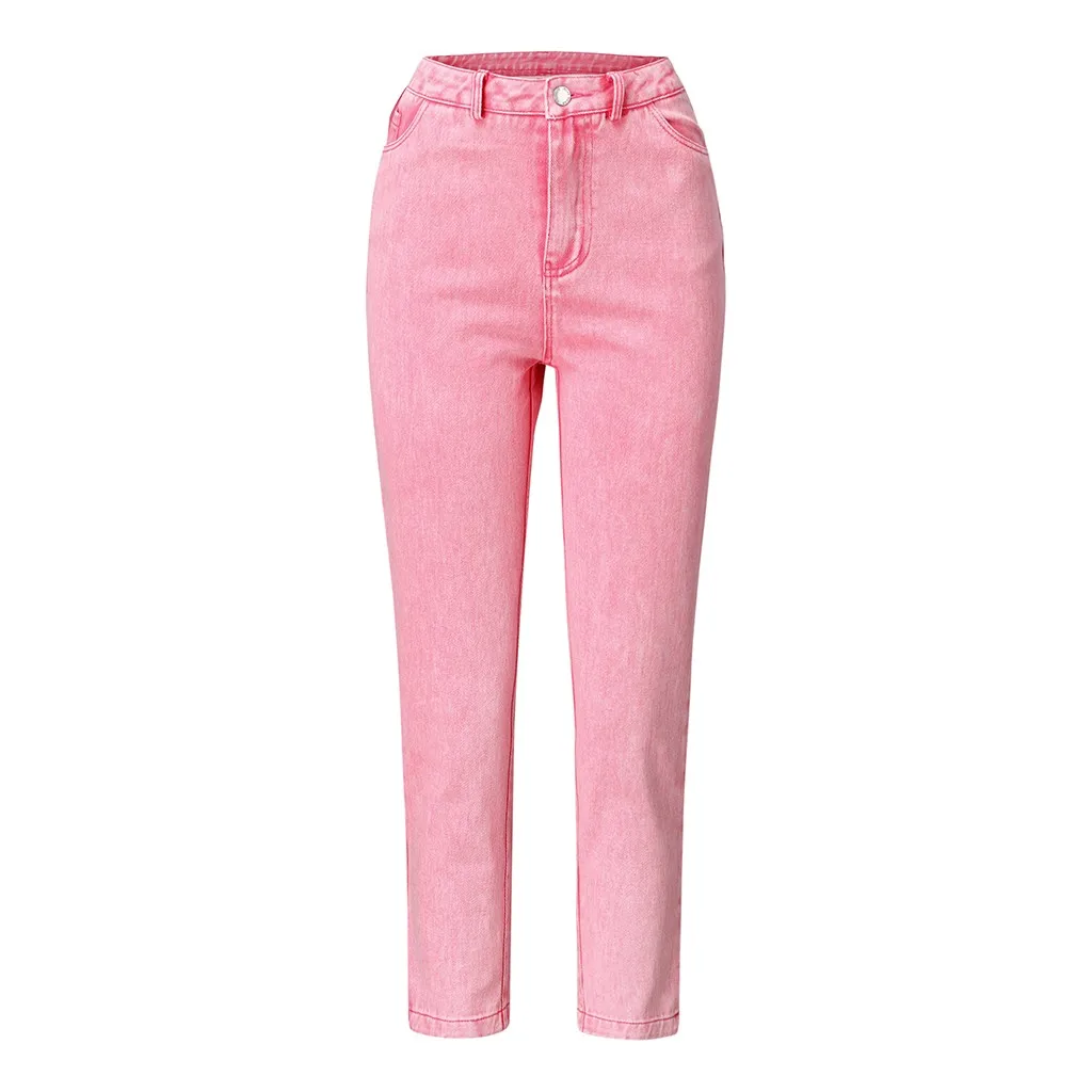 KANCOOLD женские розовые джинсы с высокой талией для женщин, модные женские повседневные обтягивающие брюки, джинсы с эффектом пуш-ап, узкие брюки размера плюс - Цвет: Розовый