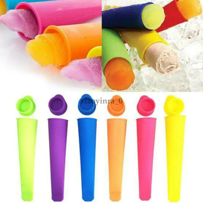 

6 Pcs/set Silicone Popsicle Mold Ice Lolly Mold Ice Maker Reusable Snack Frozen Pop Ice Cream DIY Moulds Tools