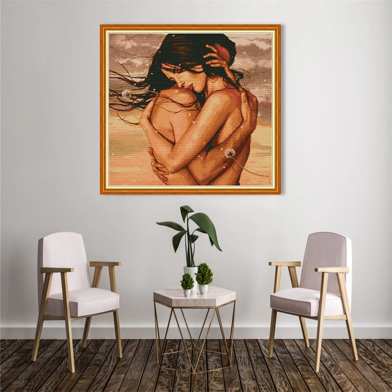 Joy Sunday Embrace вышивка Счетный крест наборы экологический хлопок 14CT 11CT поделка рукоделие магазин распродажа Акция