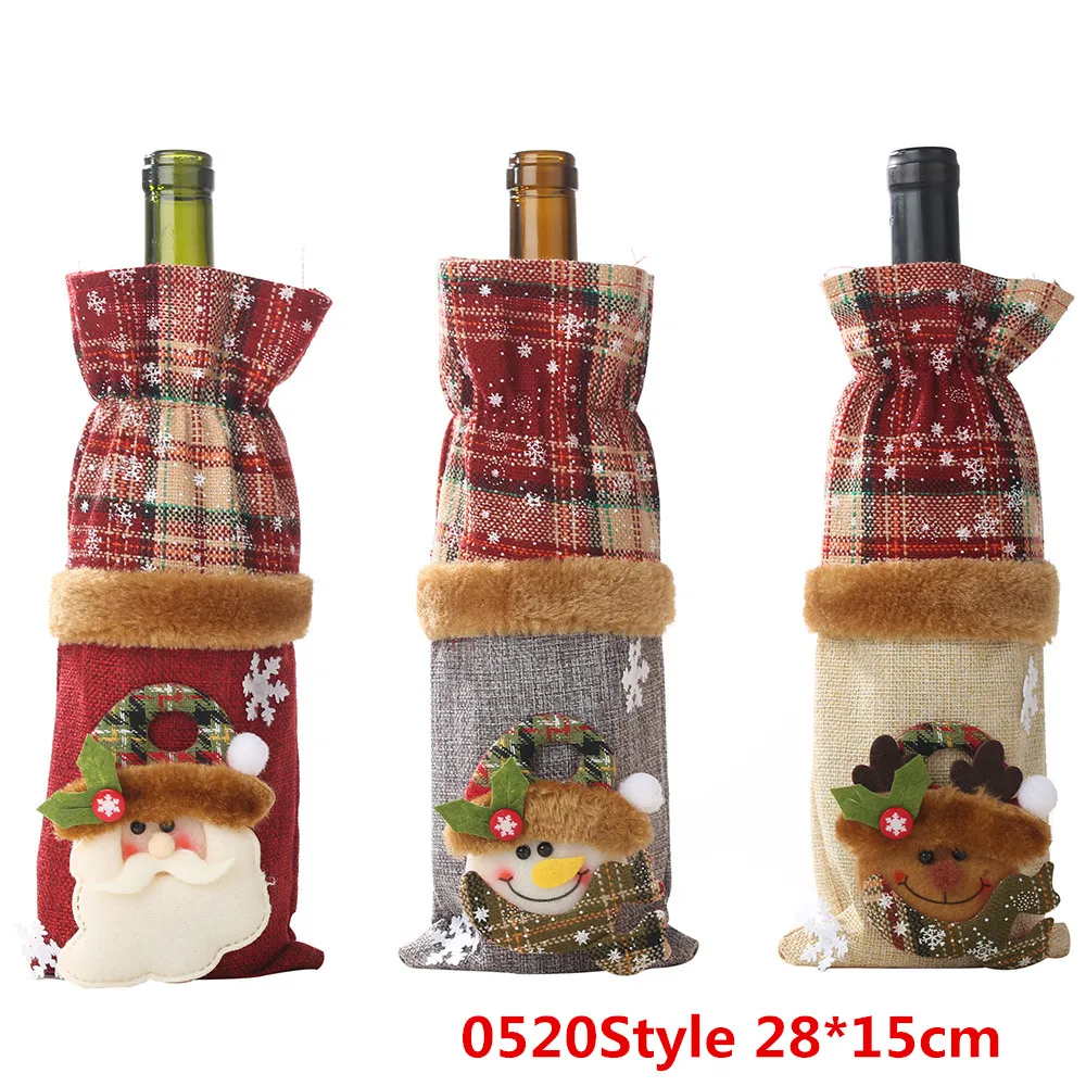 Рождественская бутылка вина Декор Набор Санта Клаус Снеговик Олень крышка