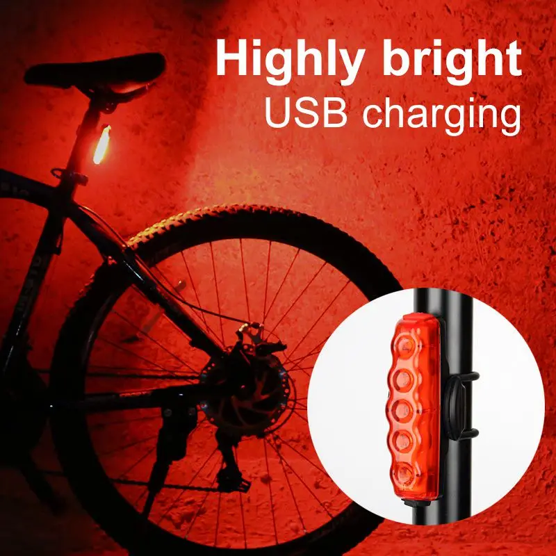 USB Перезаряжаемый водонепроницаемый комплект велосипедных фар светодиодный супер яркий велосипед фара+ 5 СВЕТОДИОДНАЯ предохранительная лампа задний свет