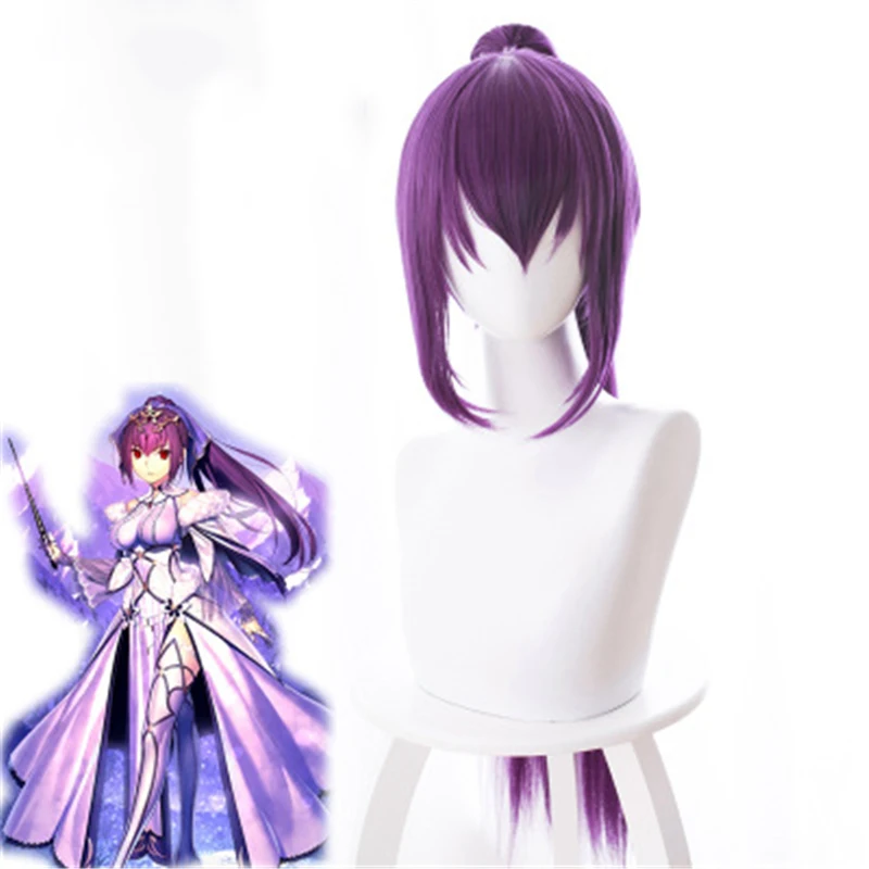 

FGO Fate Grand Order Cosplay Wig Servant Caster Nitocris Long Purple Horsetail Synthetic Hair for Adult Role Play Costume Wigs
