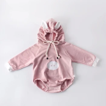 

Newborn Baby Cute Cartoon Pattern Hooded Romper