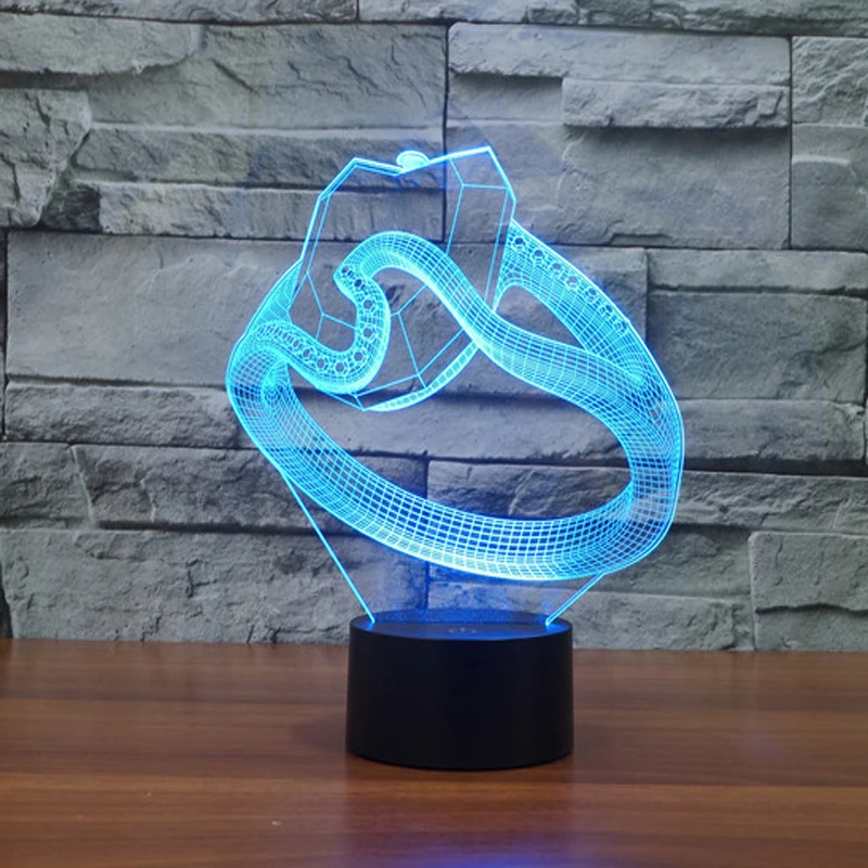Valentine's Ring7 Color Lamp 3d Visual Led Night Lights For Kids Touch Usb Table Lampara Lampe Baby Sleeping Nightlight Motion