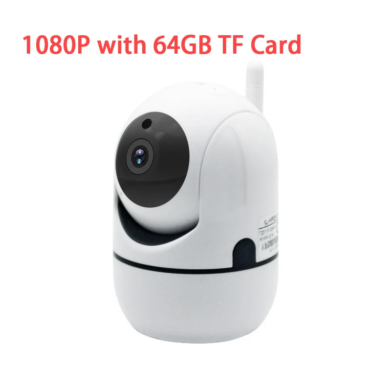 1080p White 64G Card 1080P облачная IP камера, домашняя охранная камера наблюдения, автоматическая отслеживающая сетевая камера с wifi, беспроводная CCTV камера, мини wifi камера - Цвет: 1080p White 64G Card
