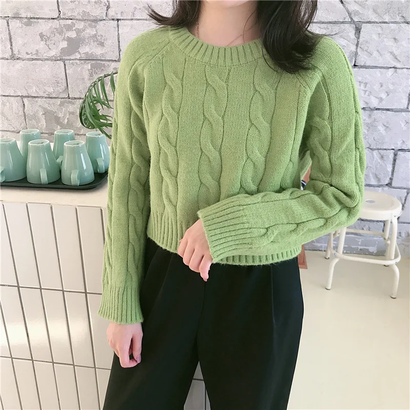 picture color SweatyRocks твердый стоячий воротник укороченный свитер с длинным рукавом женские элегантные пуловеры топы Осенние Женские Повседневные базовые свитера - Цвет: picture color