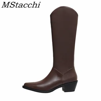 

Mstacchi Platform Side Zipper Pointed Solid Color Women Long Boots 2020 New Design Sexy Concise Madam Shoes Sapatos Das Mulheres