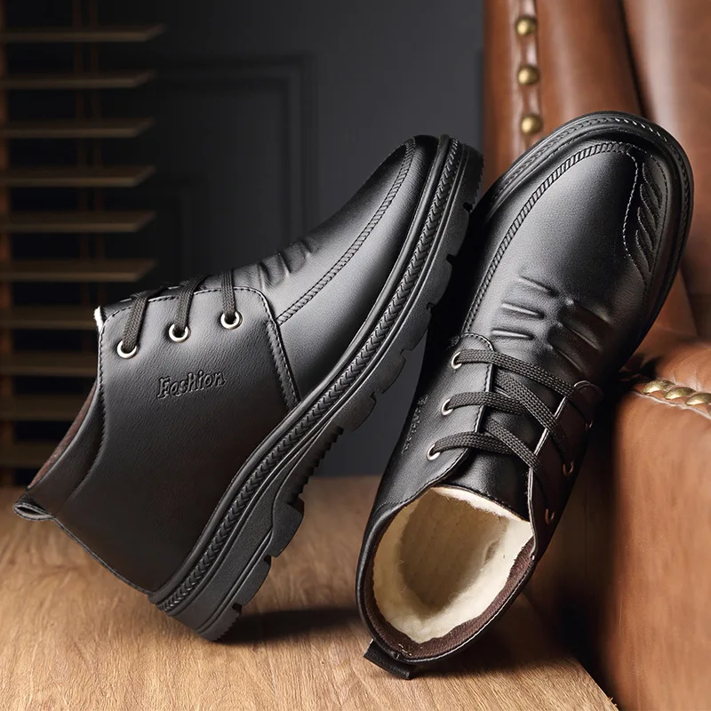 

2019 New winter men's velvet shoes, middle and old dad shoes, warm cotton shoes, high top boots, non-skid comfort.