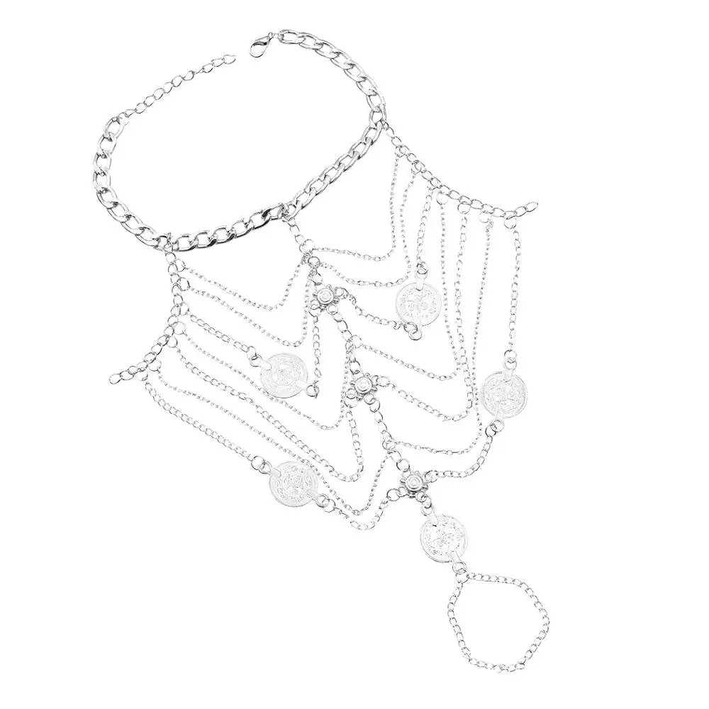 Silver Винтажные серебряные, золотые, металлические ножные браслеты для женщин, подвески с монетами, кисточки, браслет на лодыжку, пляжные Chaine Cheville Femme, свадебные ювелирные изделия для ног - Окраска металла: Silver