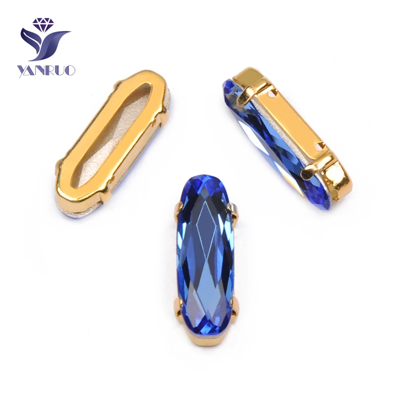 YANRUO 4161, удлиненные Стразы для багета, хрустальные причудливые камни с когтями, K9 точечные Стразы для рукоделия - Цвет: Sapphire