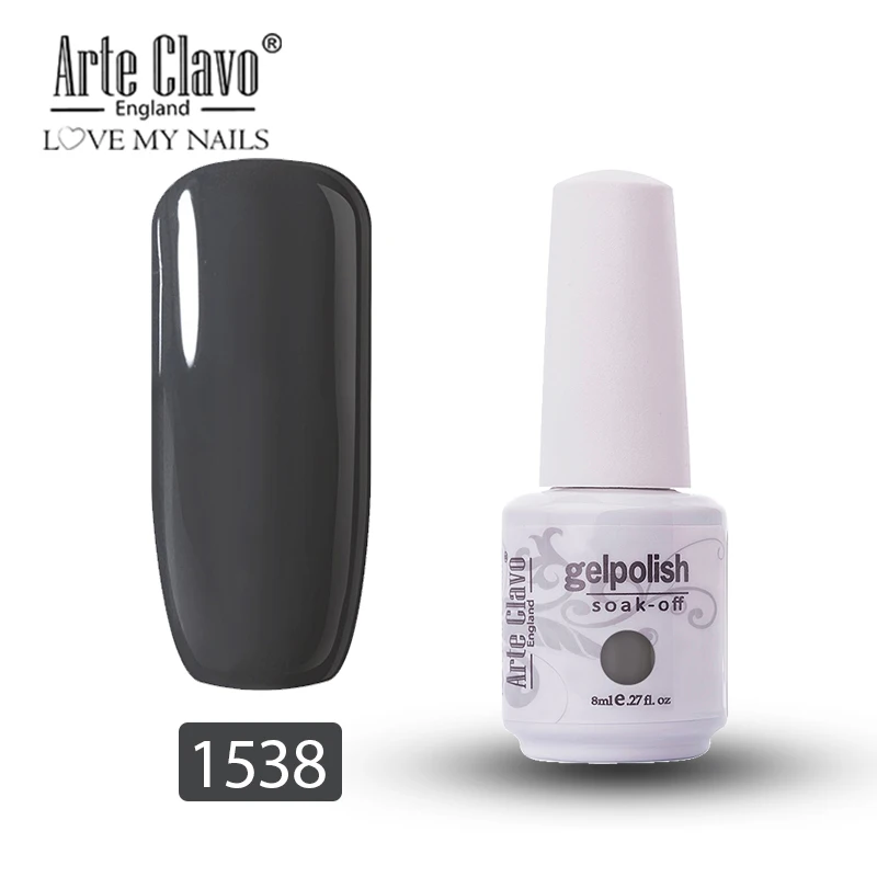 Arte Clavo 8 мл Гель-лак для ногтей набор маникюрный лак Топ Светодиодный УФ-гель лак удаляющийся замачиванием блеск для ногтей гель для украшения лака - Цвет: 1538