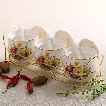 

Household Ceramic Seasoning Box Kitchen Supplies Seasoning Pot Set Large Capacity Oil Pot Salt Sweet and Sour Bottle Seasoning