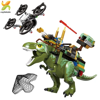 

340pcs Jurassic Armed Tyrannosaurus Dinosaur Capture Building Blocks World City Park Model Figures Educational Bricks Toy Kids
