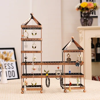 

H190020 Jewelry Display Stand Rack House Stand Iron Necklace Earring Holder Bracelet Fashion Organizer