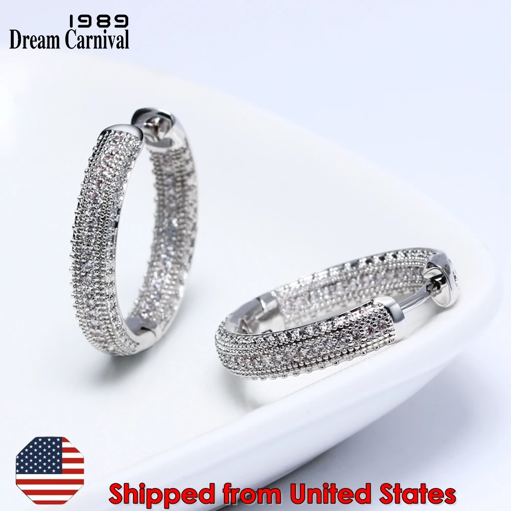 

DreamCarnival 1989 New Arrivals Amazing Price Women Hoop Earrings Sparkling White Cubic Zircon Ship from California USA SE24112