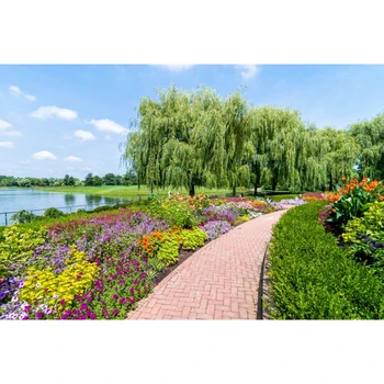 

Spring Park Garden Flower Tree River Green Nature Scenery Photography Backdrop Vinyl Photographic Background For Photo Studio