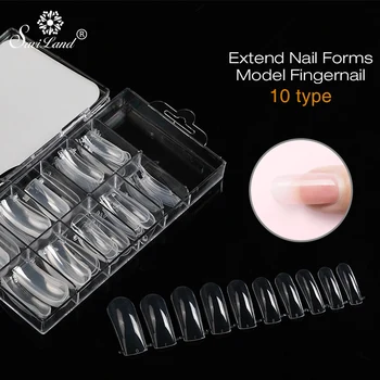 

Saviland 100PCS Acrylic Gel Fake Nails Clear French Full Cover Acrylic Nails Mold With Scale Tools False Nail Art Tips Model