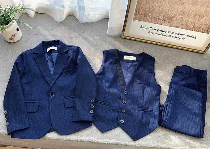 blazer vest pant Рост 90-140 см, новинка года, Осенние костюмы с платьем для мальчиков на свадьбу, день рождения, комплекты одежды для мальчиков Детский весенне-осенний комплект одежды - Цвет: blazer vest pant