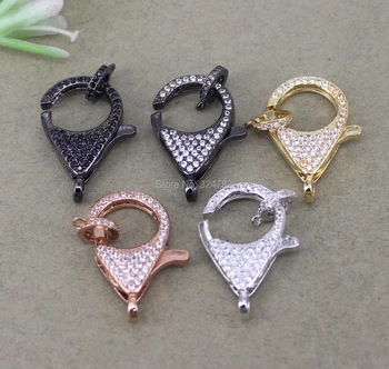 

5pcs Metal Copper Paved CZ Lobster Clasps For Making Jewelry