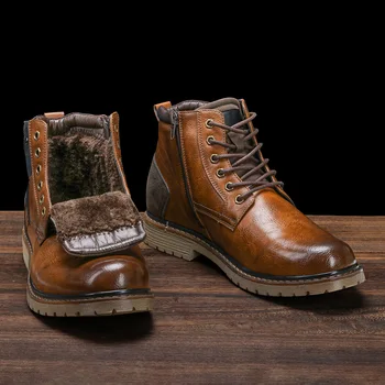 

WOOTTEN Brand Winter boots for men Genuine Leather Men's boots size 40-46 winter leather boots handmade rubber boots #DM5251C3