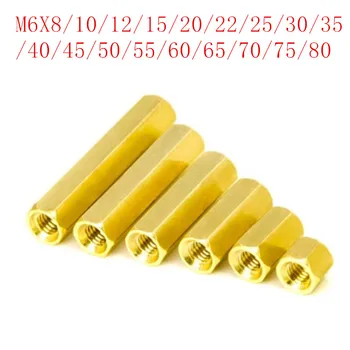

1-5pcs M6*8/10/12/15/18/20/25/30/35/40/50/60/70/80 Female Female Brass Standoff Spacer Hexagonal Stud Hollow Pillars
