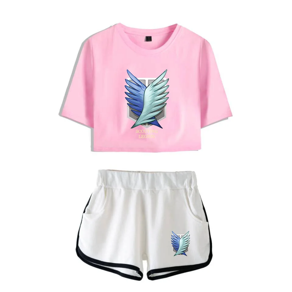 COSREA Attack On Titan Cosplay Costume Survey Corps Logo Short Sleeve Shirt Sport Suits Girls Tees Shorts T Running Sets Women -Zentai shop online H5bc7cedc207141aeb058a154d787f284F.jpg
