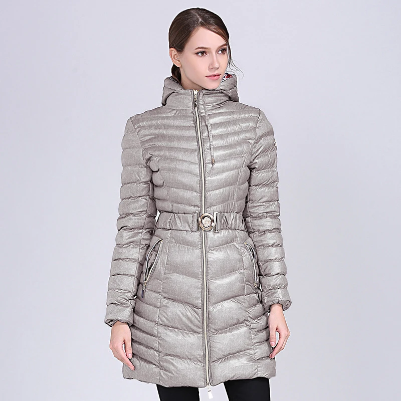 Женский пуховик сплошной цвет большой карман зимний хлопок размера плюс теплый Высокий воротник Женское пальто с поясом