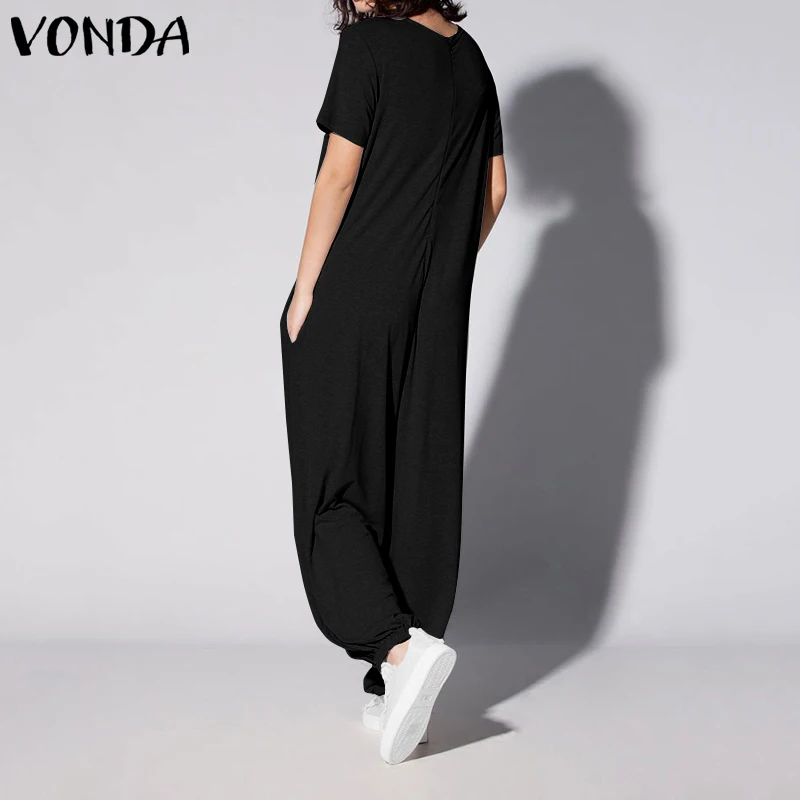 Vintage Rompers Womens Jumpsuits VONDA 2020 Casual Short Sleeve Solid Playsuits Ladies Office Overalls Plus Size Loose Pants Vintage Rompers Womens Jumpsuits VONDA 2020 Casual Short Sleeve Solid Playsuits Ladies Office Overalls Plus Size Loose Pants