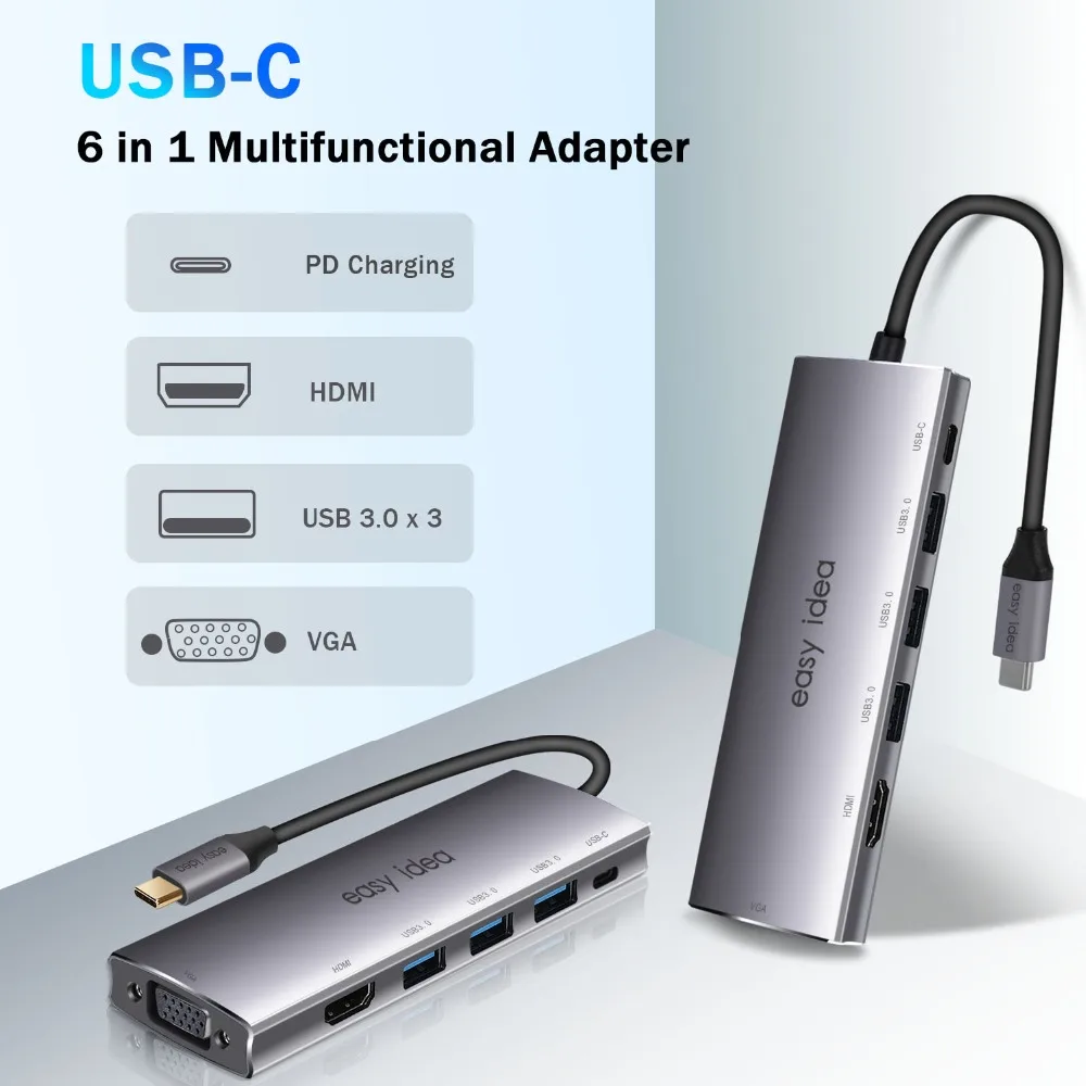 OTG usb-хаб 3,0 USB C концентратор HDMI 3 порта разветвитель Мульти USB 3,0 type C концентратор USB-C Hab VGA Адаптер C док-станция для MacBook Pro Аксессуары