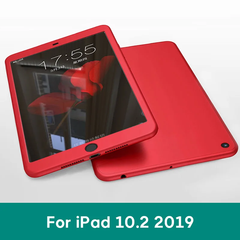 Силиконовые 360 Полное покрытие чехол для iPad 10,2 9,7 чехол для iPad mini, 4, 5, Чехол для iPad Pro 10,5 воздуха на возраст 1, 2, 3, со стеклом - Цвет: iPad 10.2 2019 RD