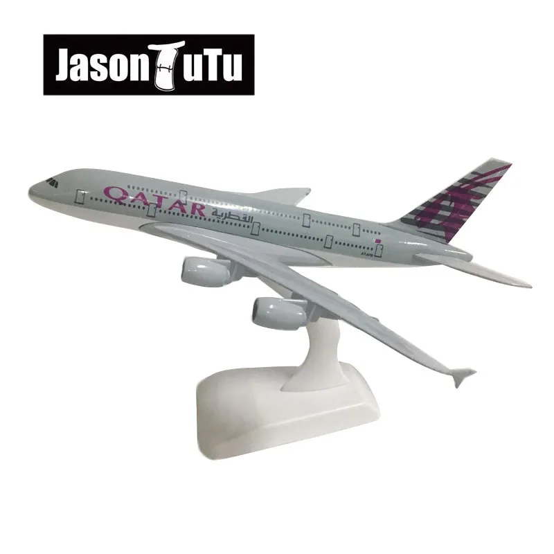 JASON TUTU 20cm Qatar Airways Airbus A380 Airplane Model Plane Model Aircraft Diecast Metal 1/300 Scale Planes Factory Wholesale 1 500 scale 14cm model a380 japan ana airlines blue turtle lani airplanes plane alloy aircraft collection display for child toy