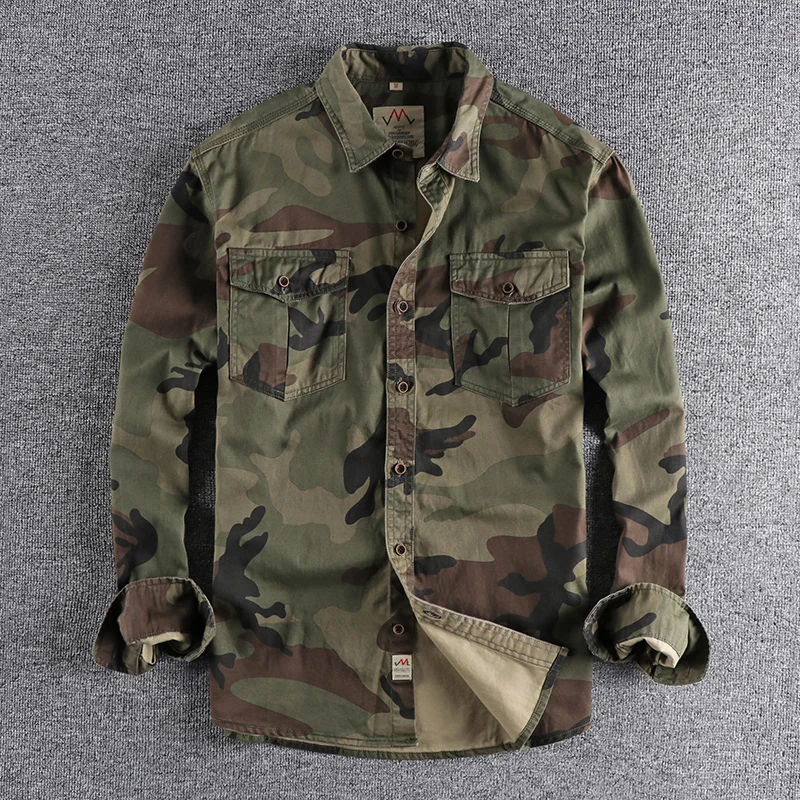 24hour Fast Shipping] Men Camouflage Cargo Shirts High