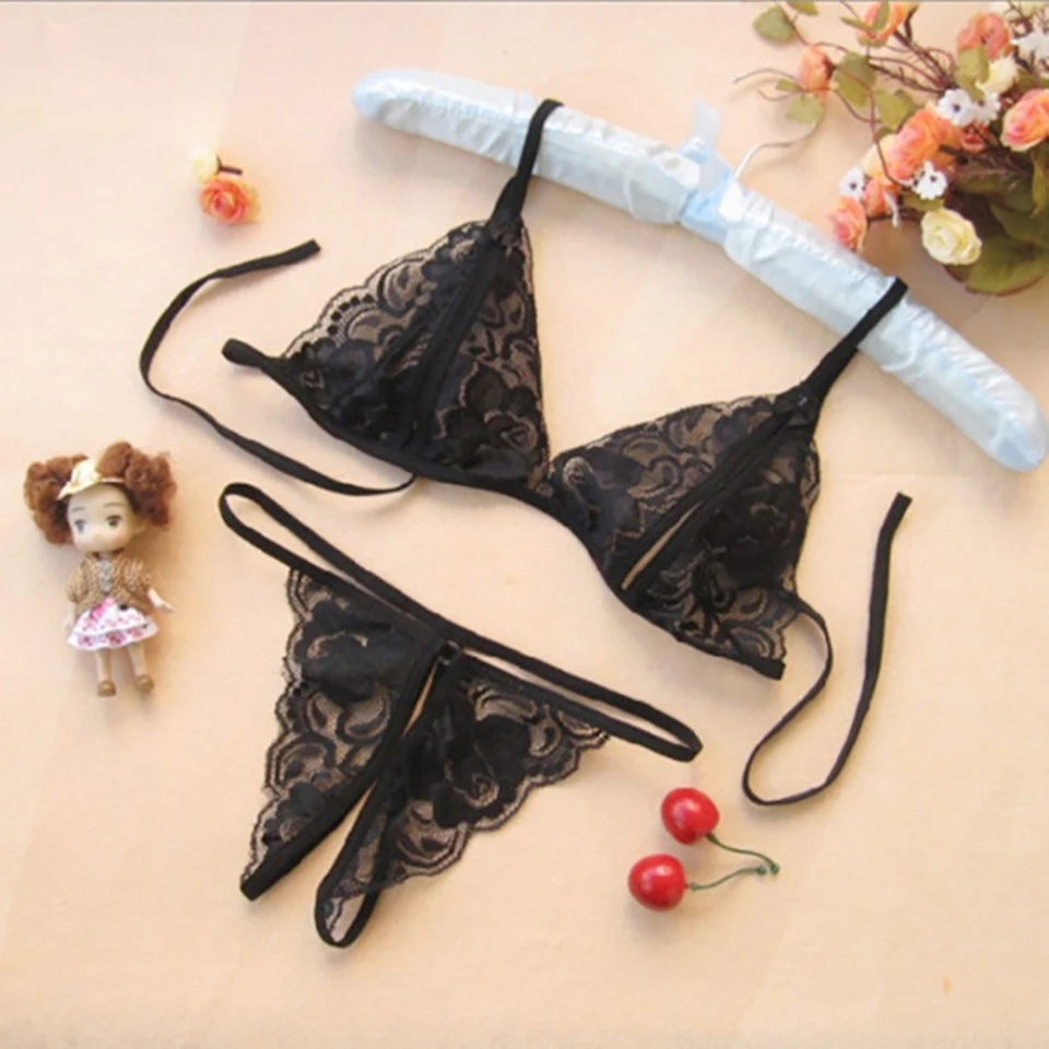 

Sexy lingerie Babydoll Hot three-point open-cut pants openwork Lace Sexy Underwear Bra Pants Exotic Apparel Bikini
