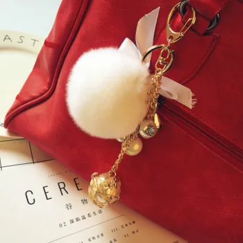 

New Cute Rabbit Car Plush Pendant Lady Key Chain Keychain Bag Pendant Tassel Hair Ball Keychain Keyring Jewelry