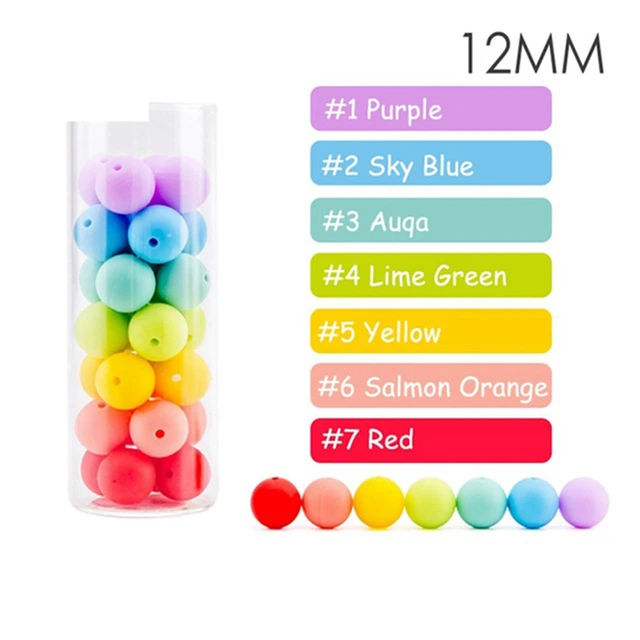 60pcs 12mm Baby Teether Silicone Beads Diy Pacifier Chain Bracelet Bpa Free Chewable Round Silicone Bead Accessories For Newborn Rainbow set