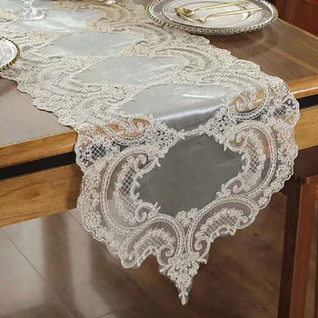 

Exquisite Lace Tablecloth TV Cabinet Cover Cloth Embroidered Coffee Table Flag Rose Luxury Tablecloth Wedding Decoration