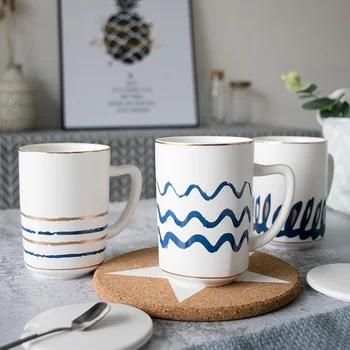 

Nordic Coffee Mug Porcelain with Lid with Spoon Simple Eco Friendly Milk Ceramic Cups Travel Tazas Originales Drinkware MM60MKB