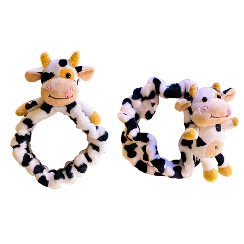 

Elastic Hair Ties Cartoon 3D Cow Headwear Velvet Hair Ropes Plush Hair Scrunchie Lovely Ponytail Holder for Girl Gift