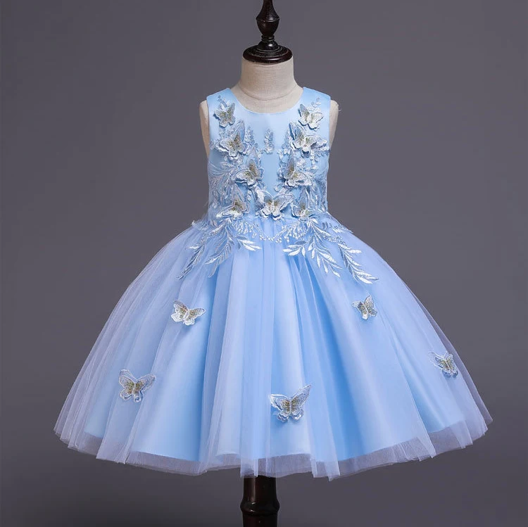Летнее милое платье для девочек Детские платья с бабочками для девочек, детское платье принцессы вечерние платья-пачки на свадьбу для детей 10, 12 лет
