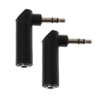 

2Pcs Gold jack 3.5mm 3 Pole 90 Degree Female to 3.5mm Male Audio Stereo Plug Jack Earphone Adapter 634A