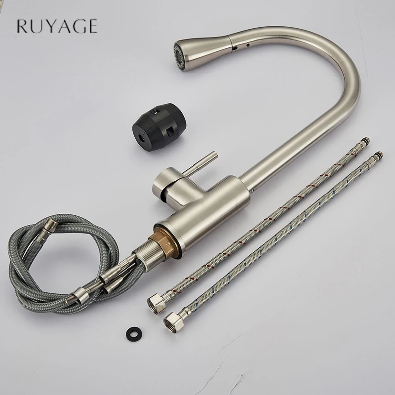 Смеситель для кухни RUYAGE RY01 черный кран из матового никеля одно отверстие