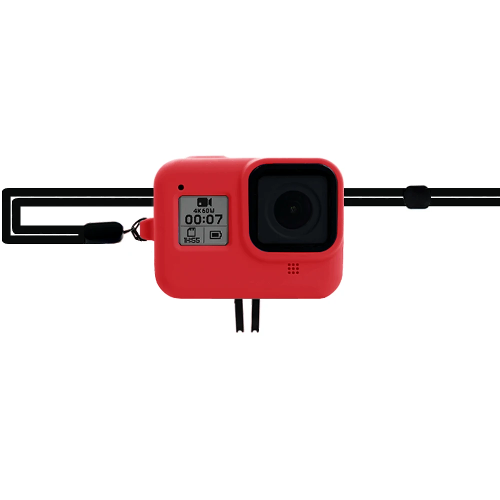 Красный цвет MAXCAM силиконовый рукав+ ремешок для Gopro Hero8 - Цвет: Красный цвет