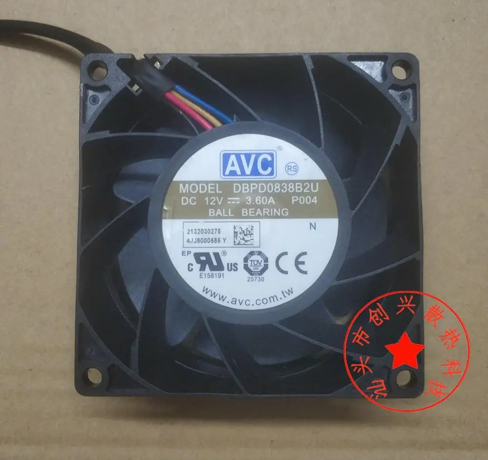 

4-проводной вентилятор охлаждения сервера AVC DBPD0838B2U P004 DC 12 В 3,60 а 80x80x38 мм